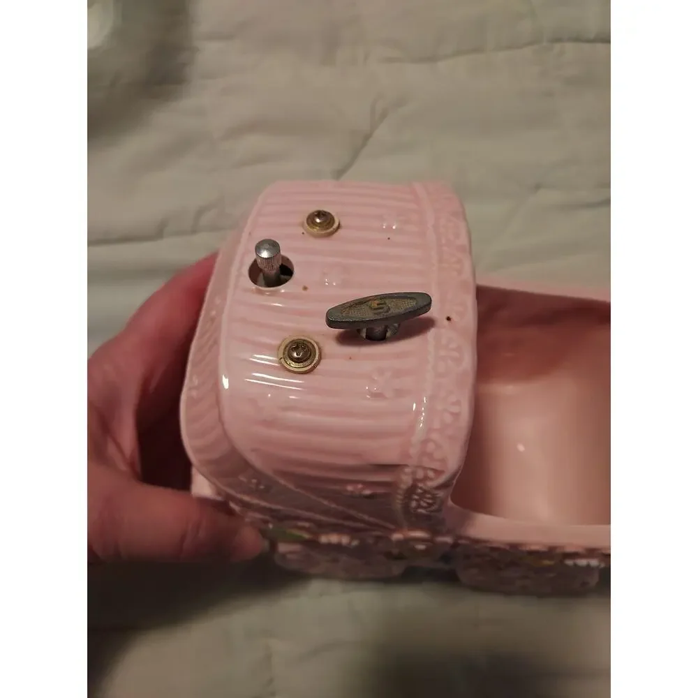Napco Japan Planter Ceramic Pink Rock a Bye baby mechanism (needs work) EUC VTG